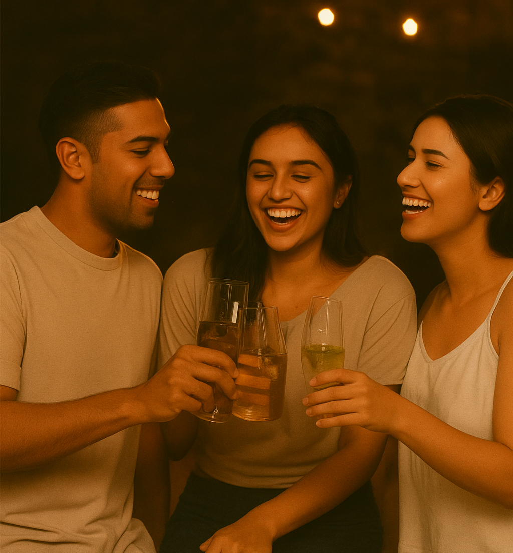 Friends sharing drinks